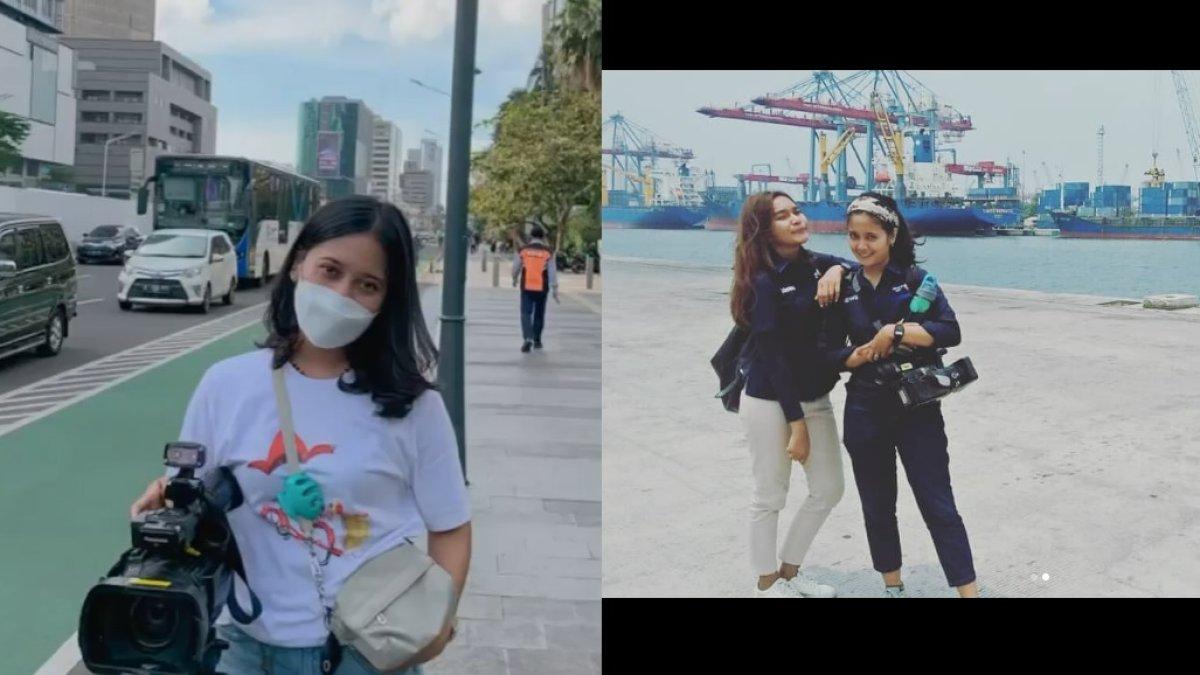 Potret Yulia Lorena saat bertugas sebagai jurnalis