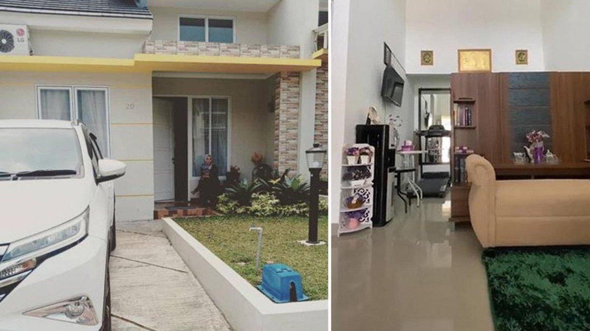 Potret bagian depan dan ruang tamu rumah kaka tiri Syahrini.