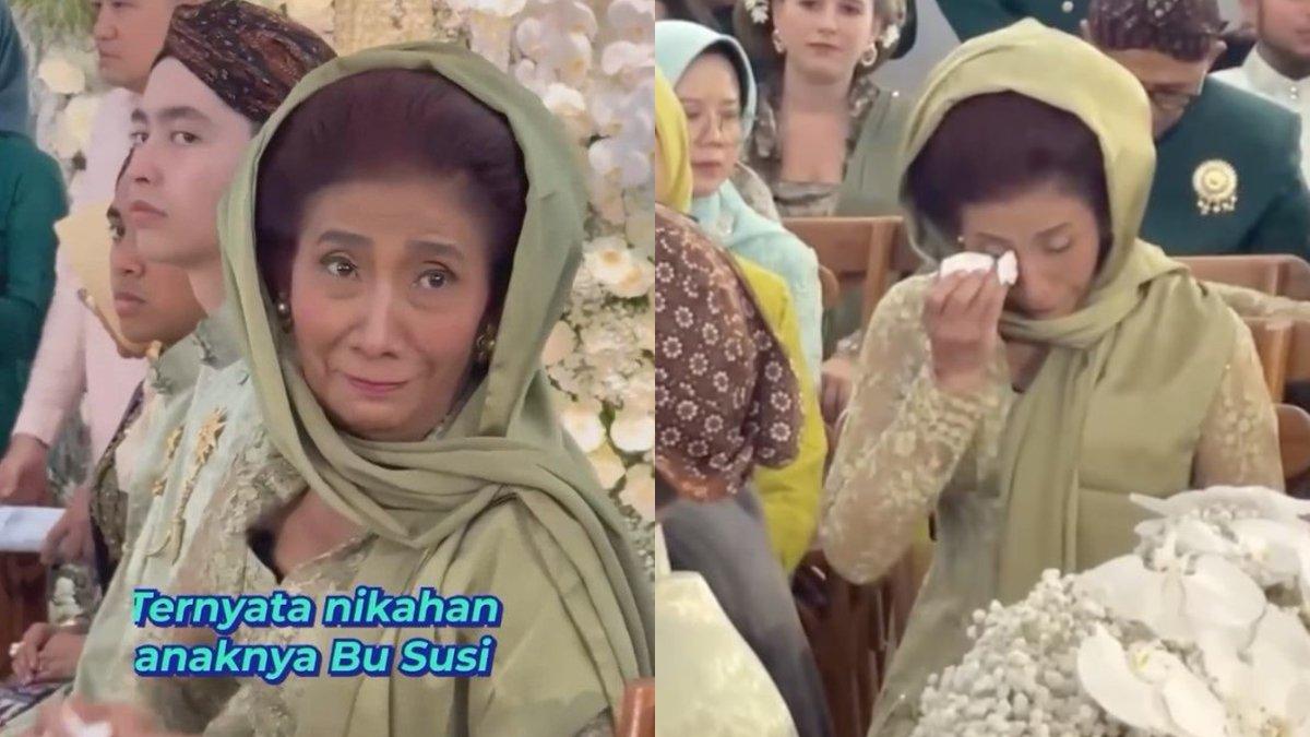 Potret  eks Menteri Kelautan dan Perikanan Susi Pudjiastuti menangis haru di pernikahan sang putri