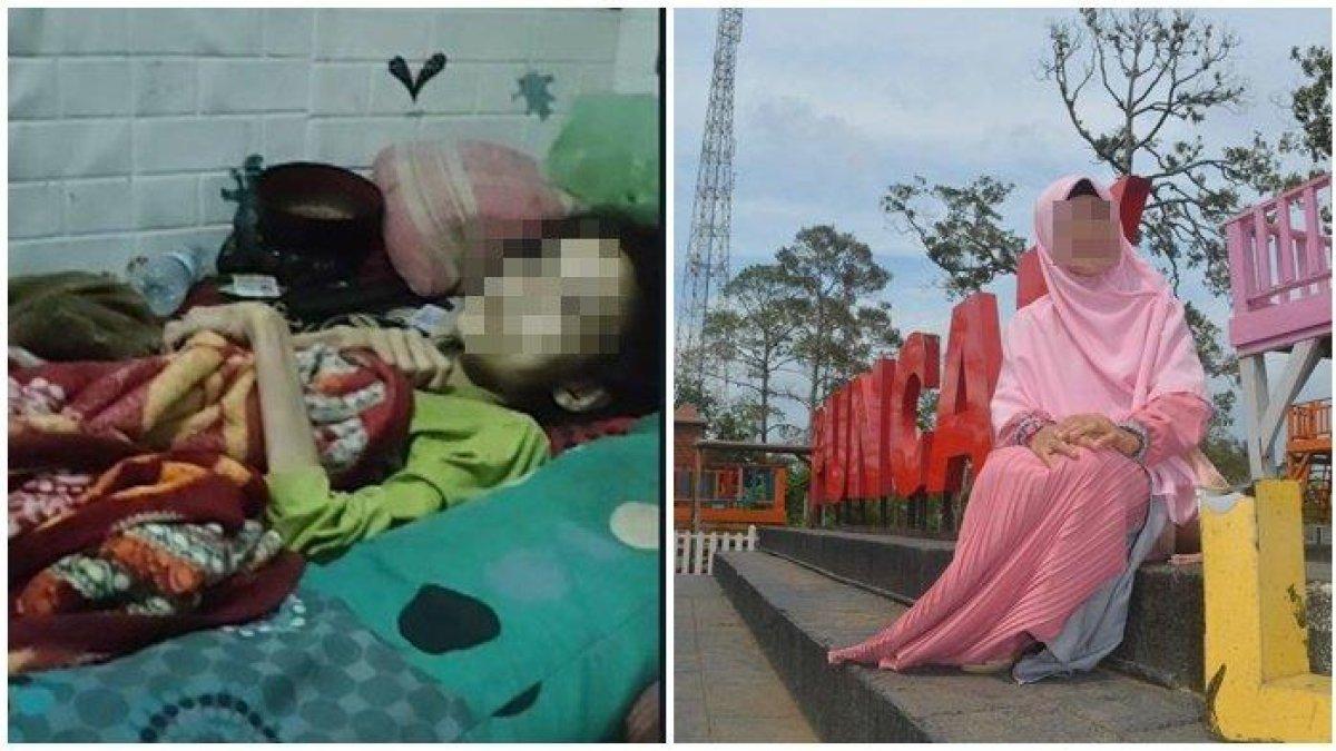 SINDI PURNAMA SARI - Potret mengenaskan Sindi Purnama Sari ketika masih hidup. IRT di Palembang itu berakhir meninggal diduga seusai ditelantarkan suami karena sakit kanker paru-paru hingga tolak hubungan badan