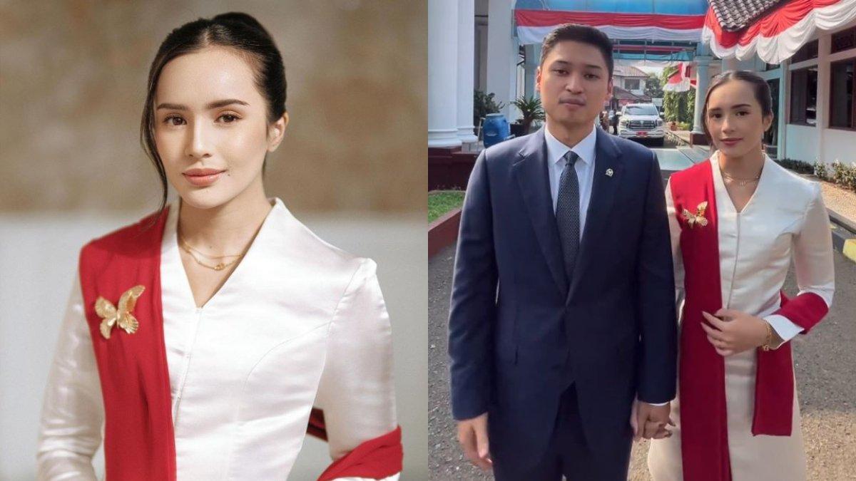 Potret penampilan Beby Tsabina saat mendampingi sang suami Riz ccc