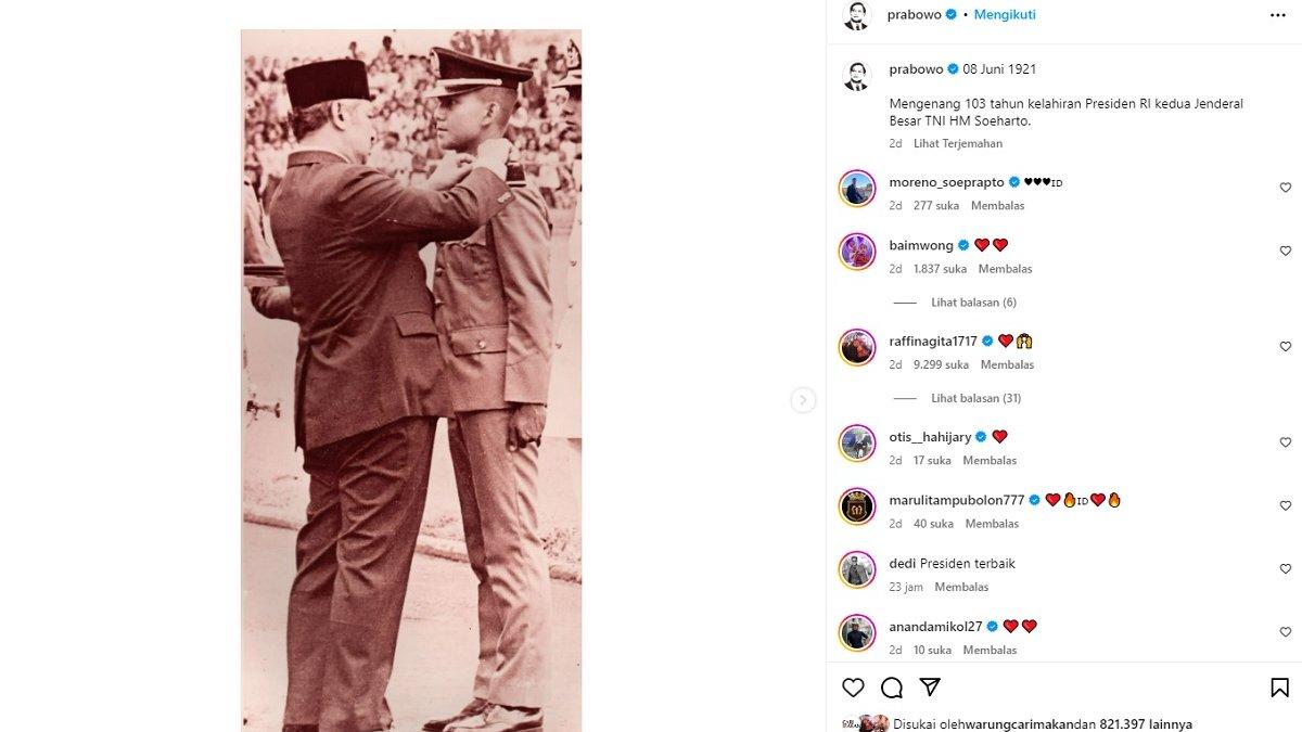 Prabowo unggah foto kenangan bersama Soeharto