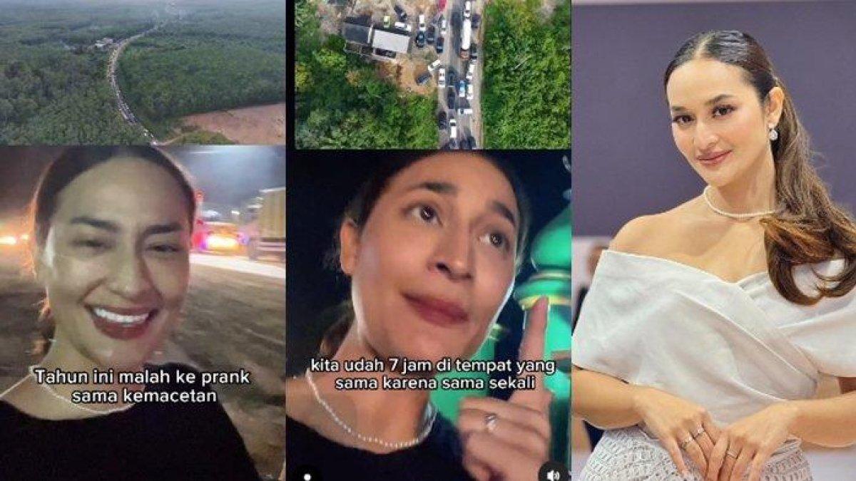 Presenter berita Dazen Vrilla curhat dirinya macet di Betung, Banyuasin, Sumatera Selatan saat perjalanan mudik ke kampung halamannya selama 12 jam