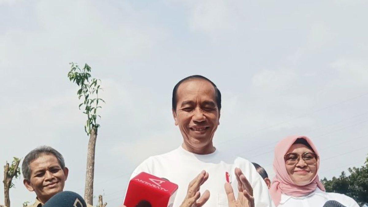 Presiden Jokowi tersenyum tanggapi pernyataan Megawati