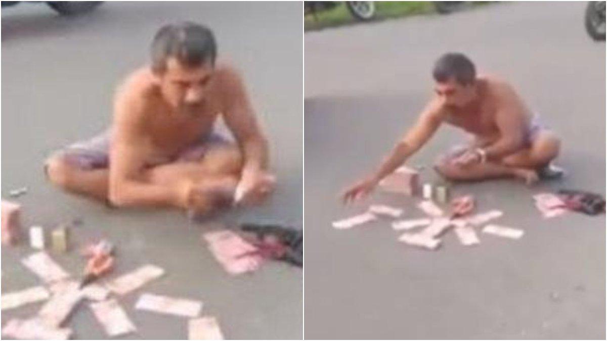 Tambok, pamer uang di Jalan Arion, Kecamatan Pandan, Kabupaten Tapanuli Tengah, Sumatera Utara.