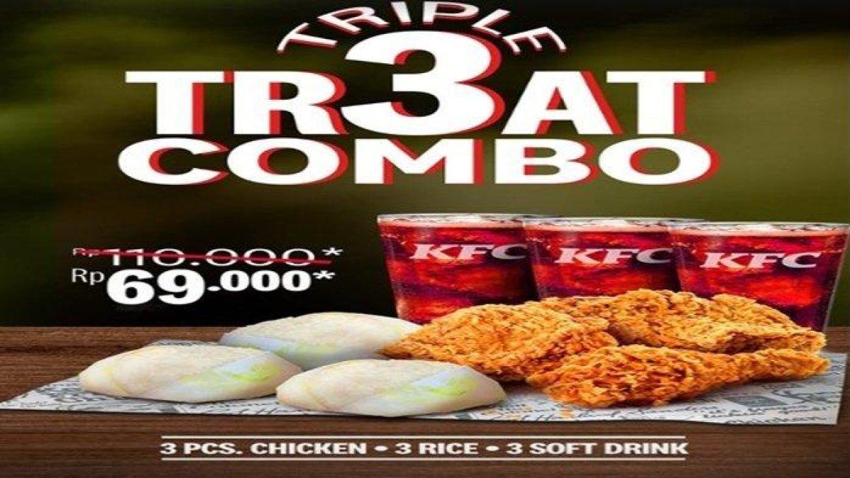 Promo KFC - yuk cobain Promo KFC menarik hari ini Triple Treat Combo hanya Rp 69.000, makan bertiga jadi lebih seru dengan harga hemat.