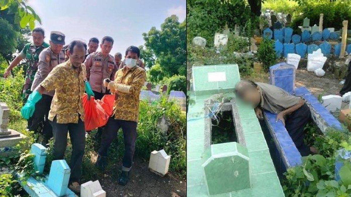 Proses evakuasi Muhammad Subandrio (60), warga Kroman, Kecamatan Gresik, Kabupaten Gresik, Jawa Timur