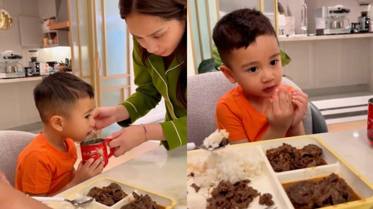 RAYYANZA BELAJAR PUASA,- Nagita Slavina mulai ajarkan puasa Ramadan pada Rayyanza Malik Ahmad.