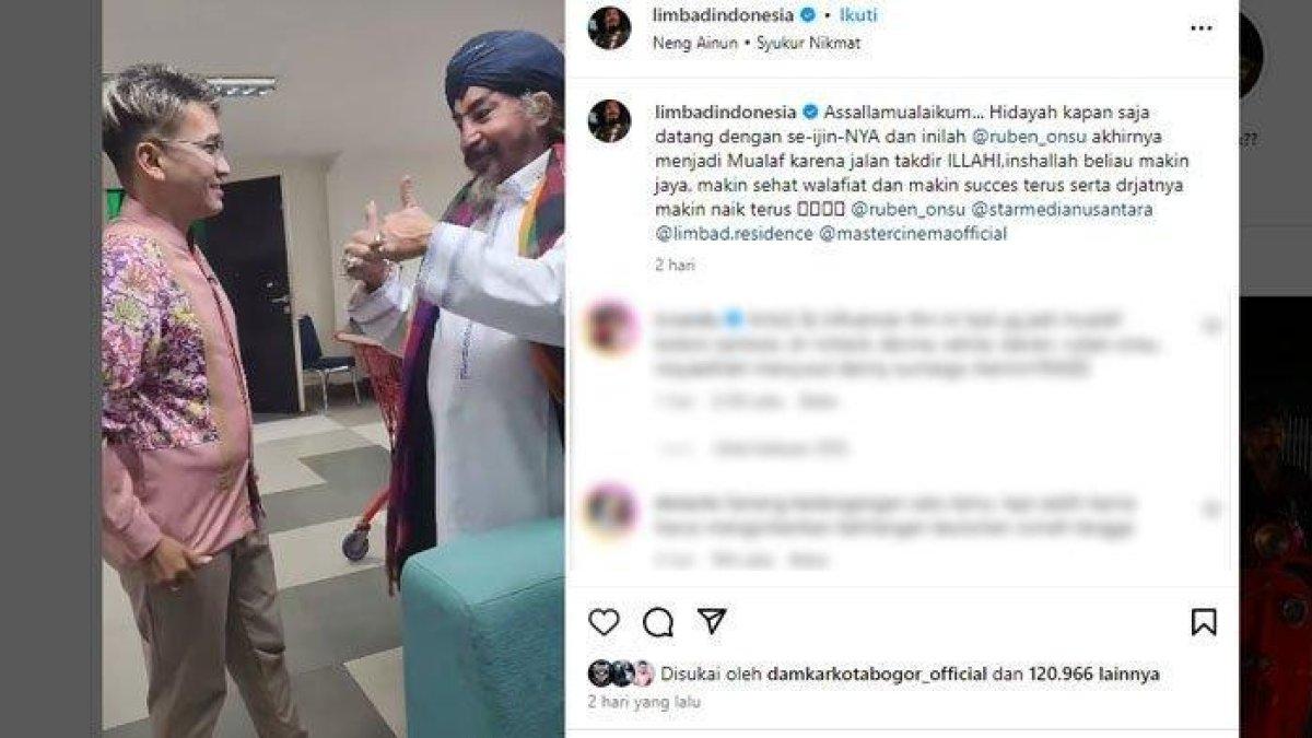 RUBEN ONSU MUALAF,- Momen Ruben Onsu mualaf diungkap Limbad di akun Instagram pribadinya.