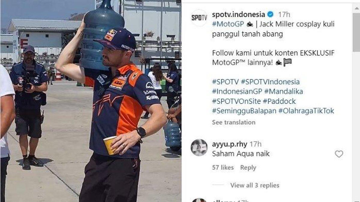 Ragam Aksi Kocak Jack Miller Rider asal Australia Panggul Galon Air.