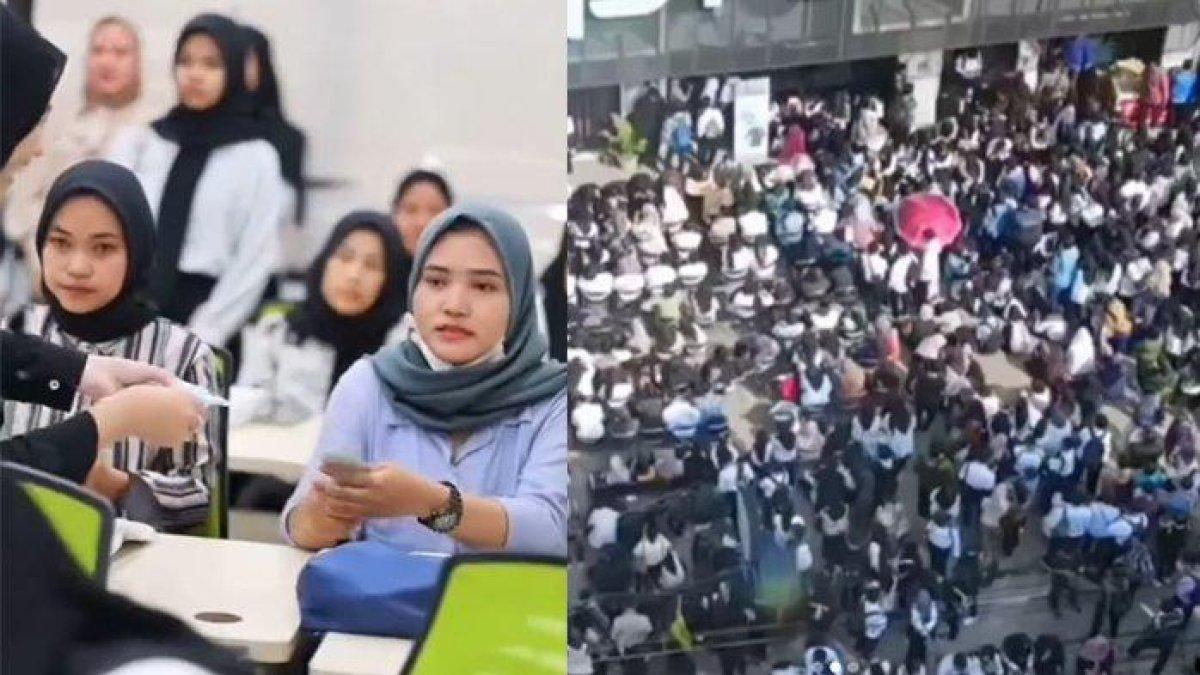 Ratusan orang melamar kerja di toko HP diberi uang Rp 100 ribu