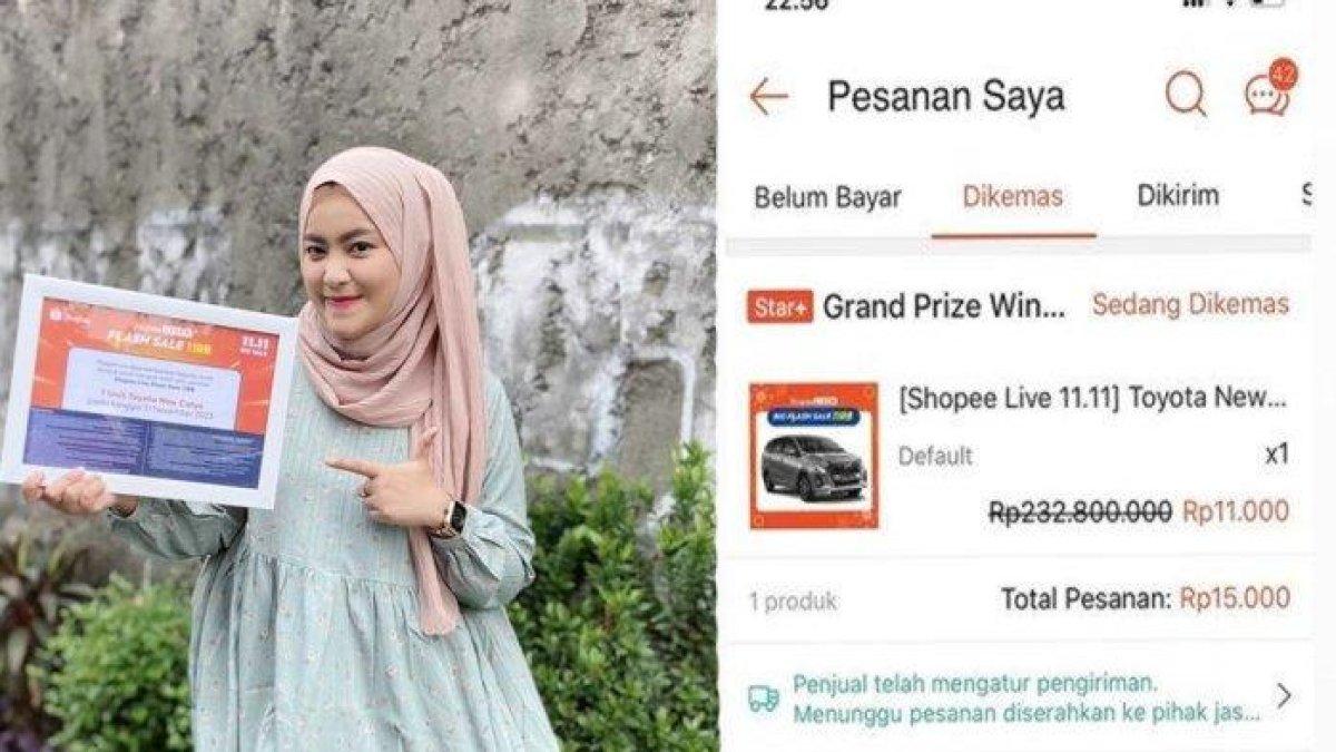 Seorang ibu rumah tangga bernama Raviana Agustin asal Ciputat, Tangerang Selatan mengungkap caranya berhasil mendapatkan mobil Toyota Calya seharga Rp 11 ribu di Shopee 11.11. Hoki seumur hidup terpakai, Raviana berhasil mendapatkan mobil tersebut rebutan dengan ratusan ribu orang se-Indonesia.