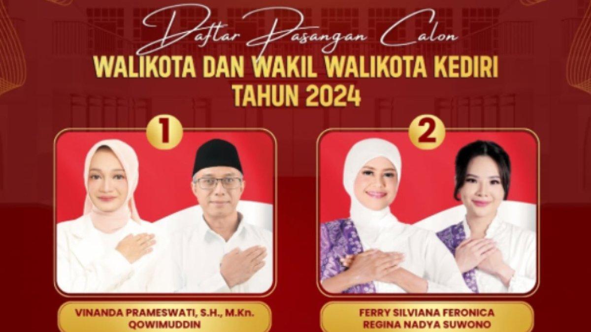 Real Count Pilkada Kediri 2024 Vinanda Prameswati-Qowimuddin dan Ferry Silviana Feronica-Regina Nadya Suwono bersaing sengit.