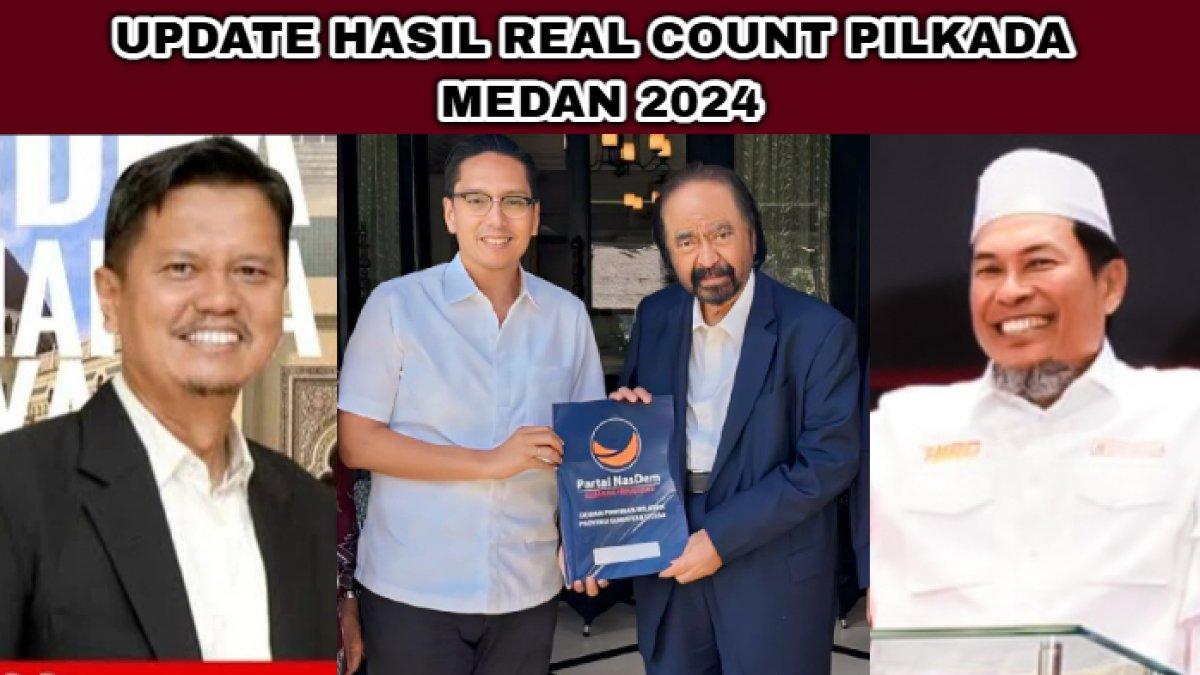 Real Count Pilkada Kota Medan, Sumatera Utara 2024 yang memenangkan Rico Waas-Zaki atas Ridha-Abdul dan Hidayatullah-Yasir.