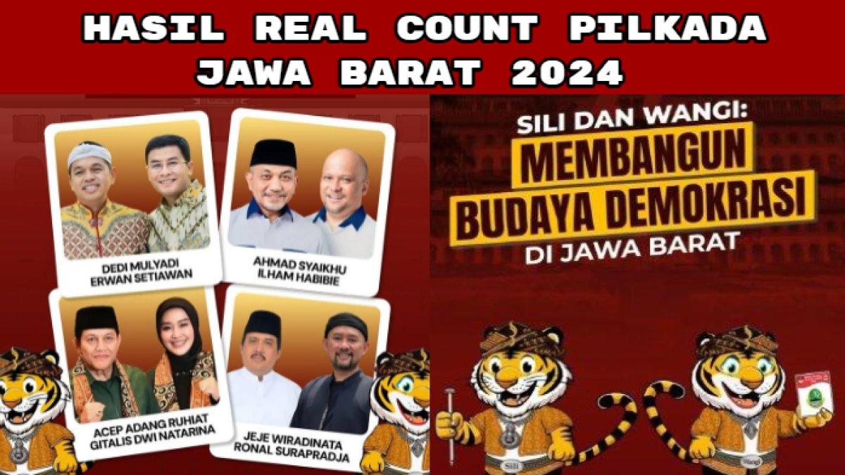 Real Count Pilkada Provinsi Jawa Barat 2024 yang mengunggulkan Dedi Mulyadi-Erwan Setiawan atas ketiga pasangan calon lain.
