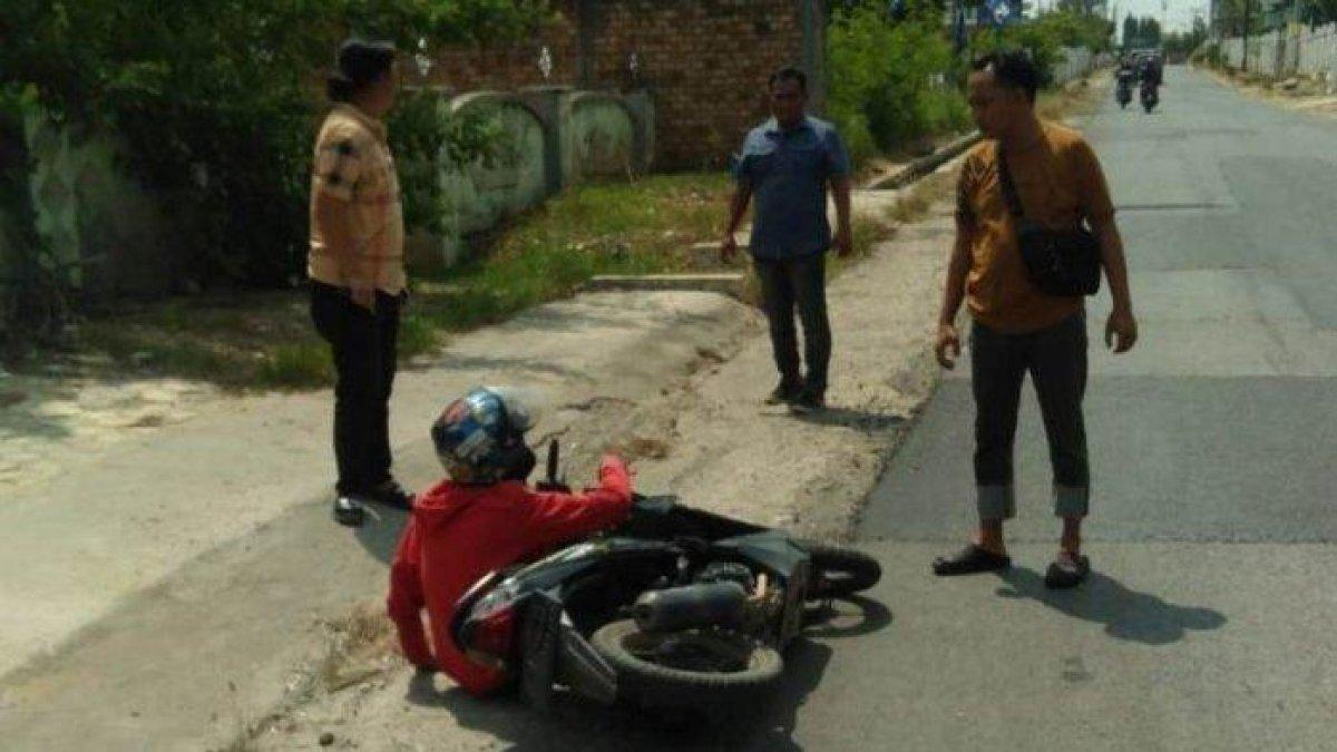 Reka adegan peristiwa pembegalan palsu yang dialami Taufiq.