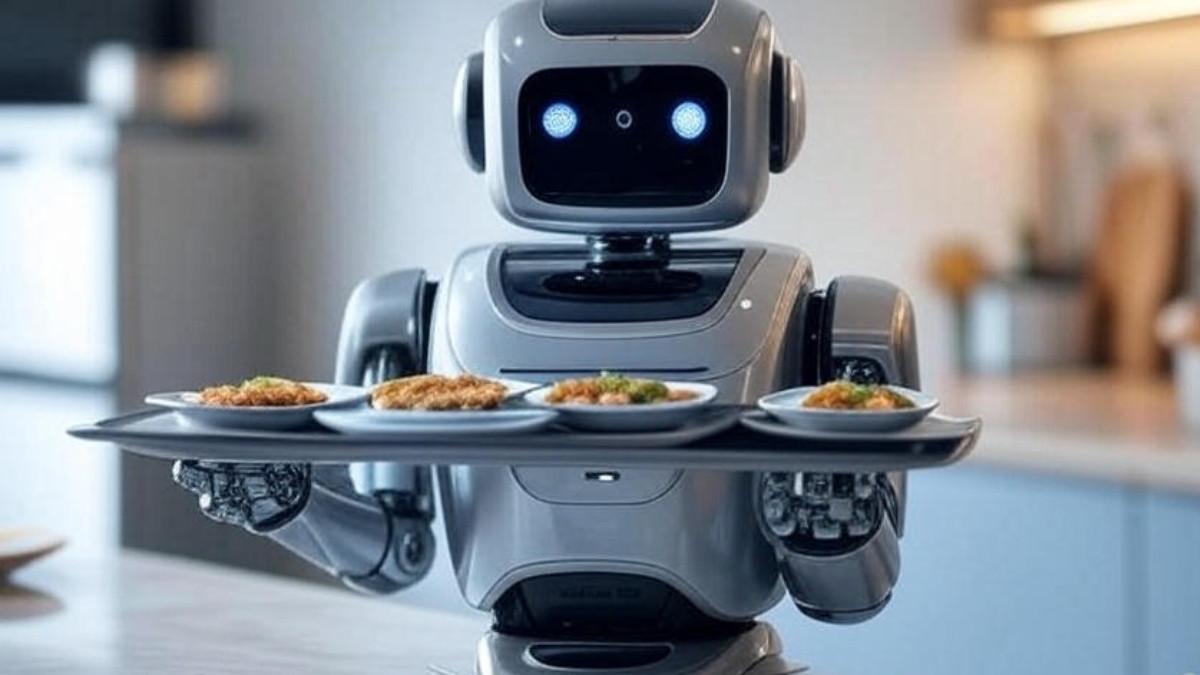 Teknologi robotik di dapur berkembang sangat cepat. Restoran kemungkinan akan menggunakan robot untuk jadi pelayanan. Foto diolah dari AI pada Kamis, 31 Juli 2025.