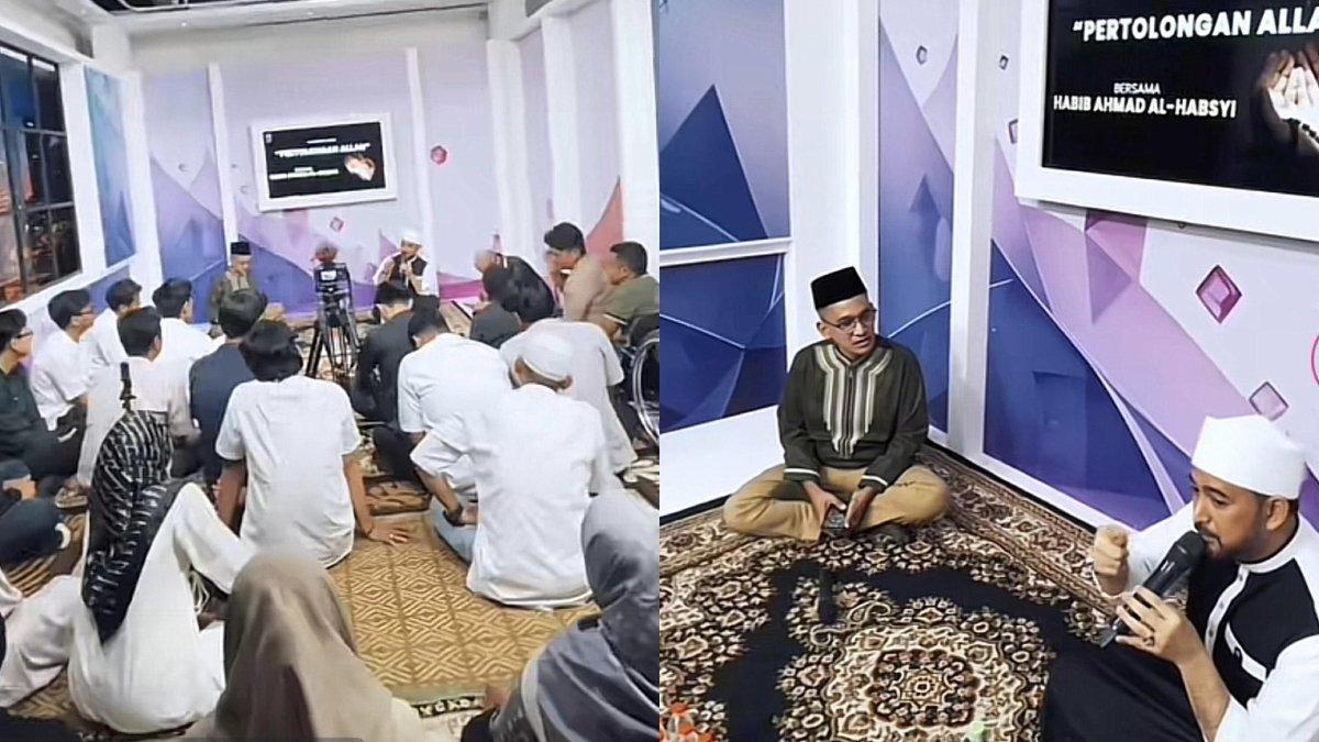 KAJIAN RUTIN - Presenter Ruben Onsu adakan kajian rutin di kantor MOP Channel, dicapture Jumat (18/4/2025). Ayah Betrand Peto hadirkan penceramah Habib Ahmad Al-Habsyi.