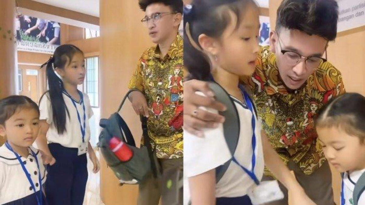 Ruben Onsu antarkan kedua putrinya ke sekolah jelang vonis cerai.