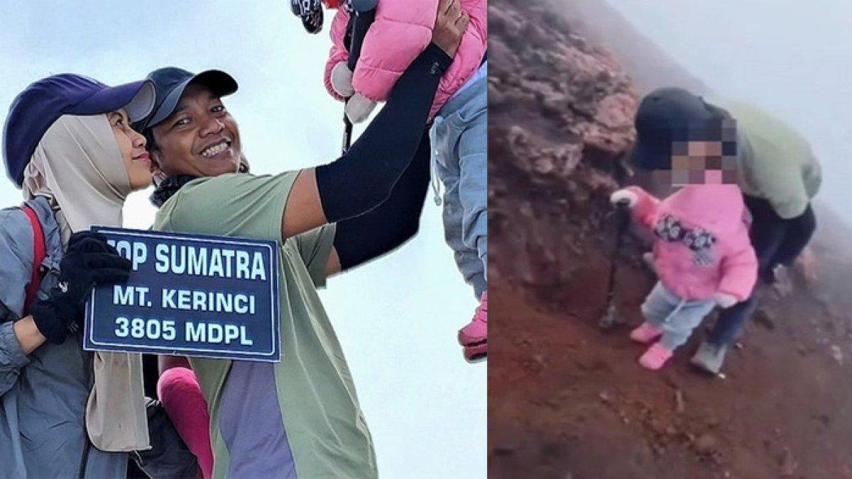 Rudy ajak anaknya yang masih balita mendaki Gunung Kerinci di Jambi