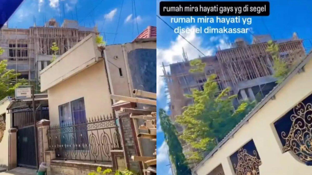 Rumah mewah Mira Hayati tampak lebih mewah ketimbang rumah tetangganya.
