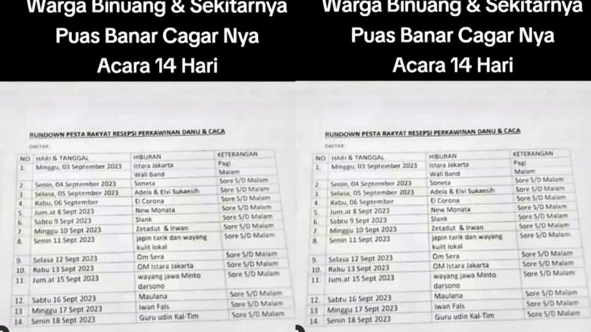 Rundown pernikahan 14 hari 14 malam