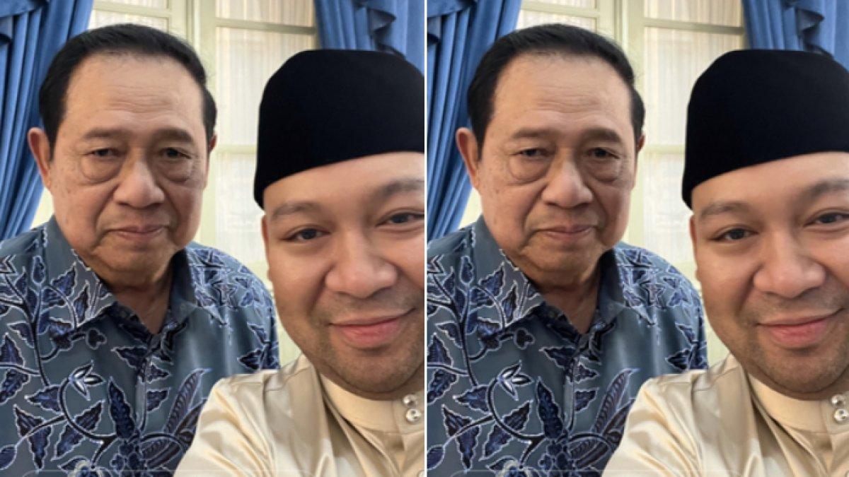 SELFIE DIDIT SBY - Putra Presiden Prabowo, Didit Hediprasetyo berswafoto bersama Presiden ke-6 RI, Susilo Bambang Yudhoyono (SBY) pada momen Lebaran 2025.