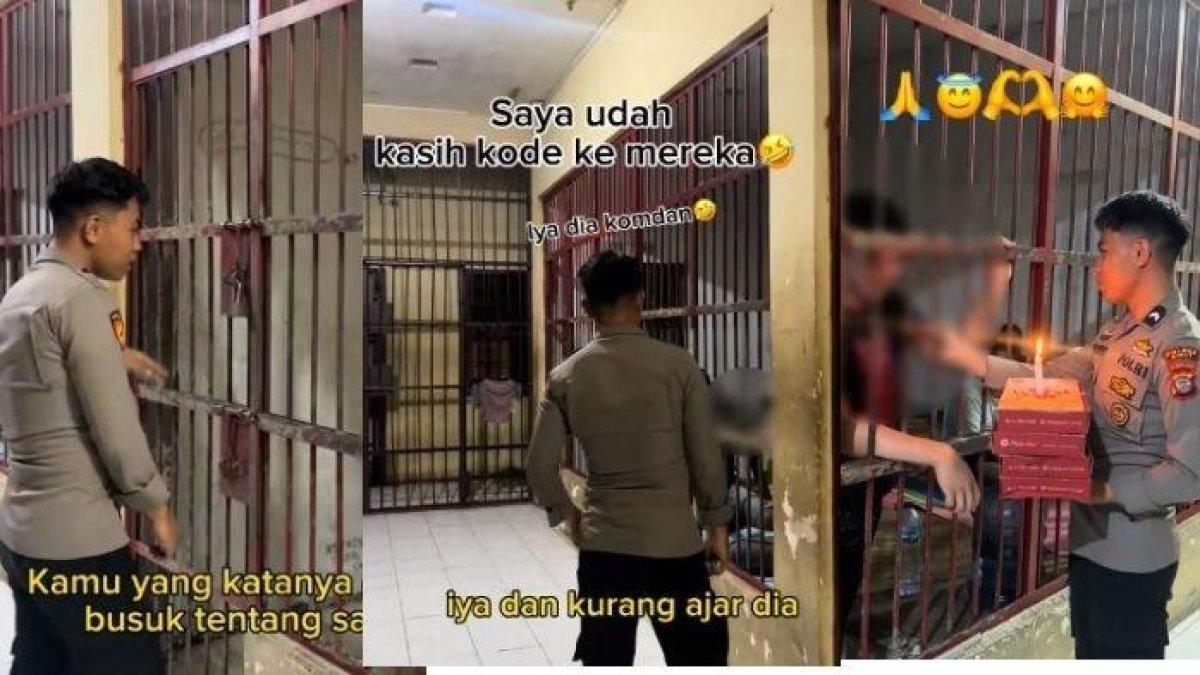 Sebuah momen seorang polisi memberikan kejutan pada tahanan yang ulang tahun viral di media sosial.