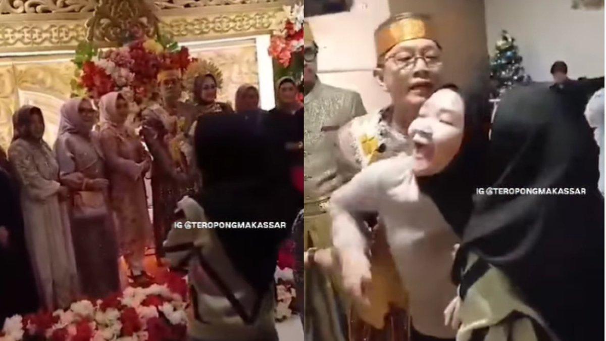 Sebuah pernikahan di Makassar dilabrak istri sah dan anak dari mempelai pria
