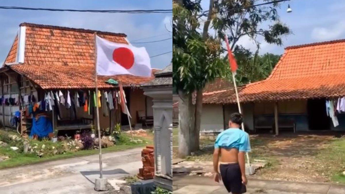 Sebuah rumah tengah viral karena mengibarkan bendera Jepang