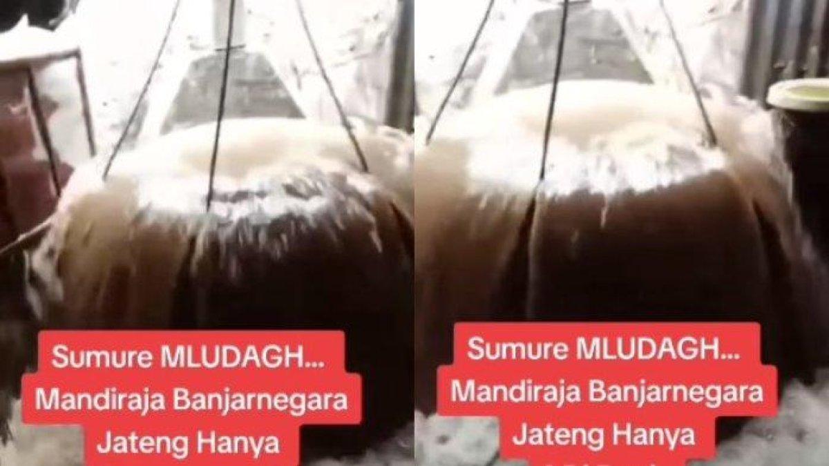 Sebuah sumur di rumah warga yang berlokasi di Banjarnegara menyemburkan air secara berlebihan