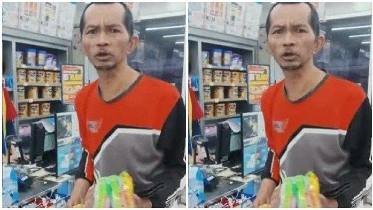 Sebuah video viral di media sosial yang memperlihatkan seorang laki-laki protes di minimarket