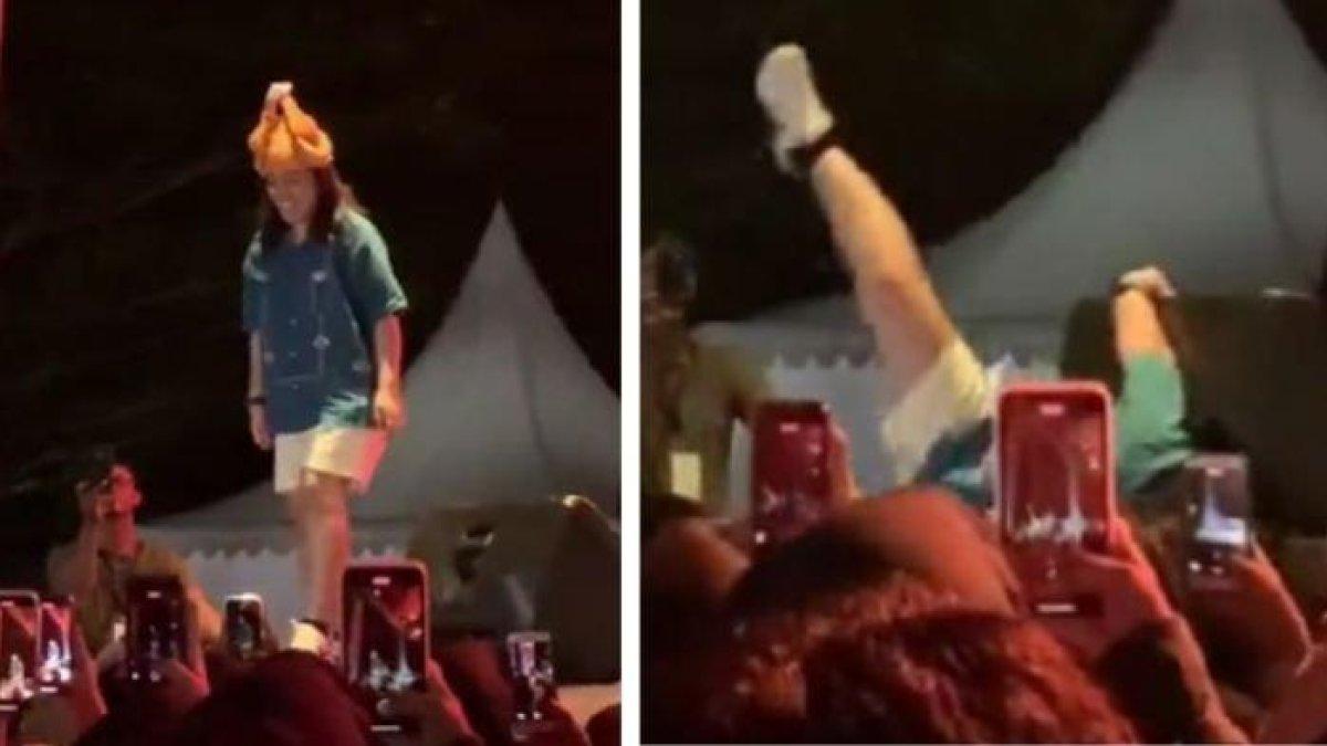 Seleb TikTok Aul jatuh saat manggung di Balikpapan pada Jumat (1/9/23) viral.