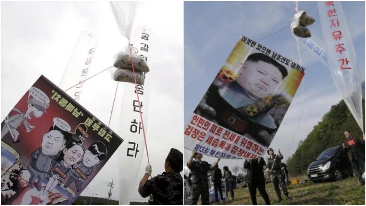 Selebaran anti-Korea Utara yang dikirim oleh aktivis Korea Selatan.