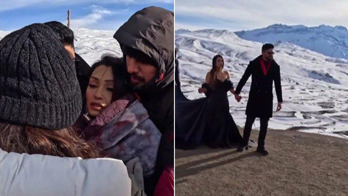 Selebgram membagikan pengalamannya mengalami hipotermia saat merekam video pre-wedding di tengah salju di Spiti Himachal Pradesh, Himalaya, India.