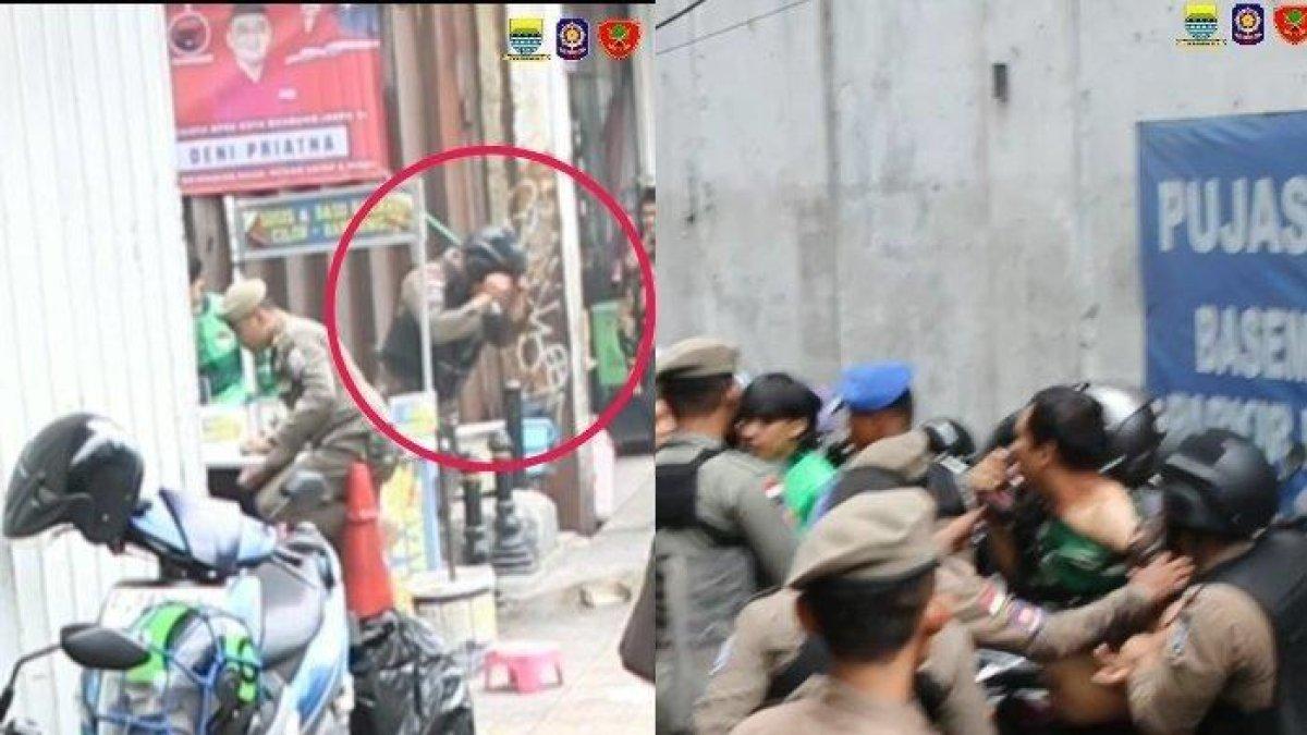 Seorang anggota Satpol PP disiram minyak panas oleh PKL Bandung