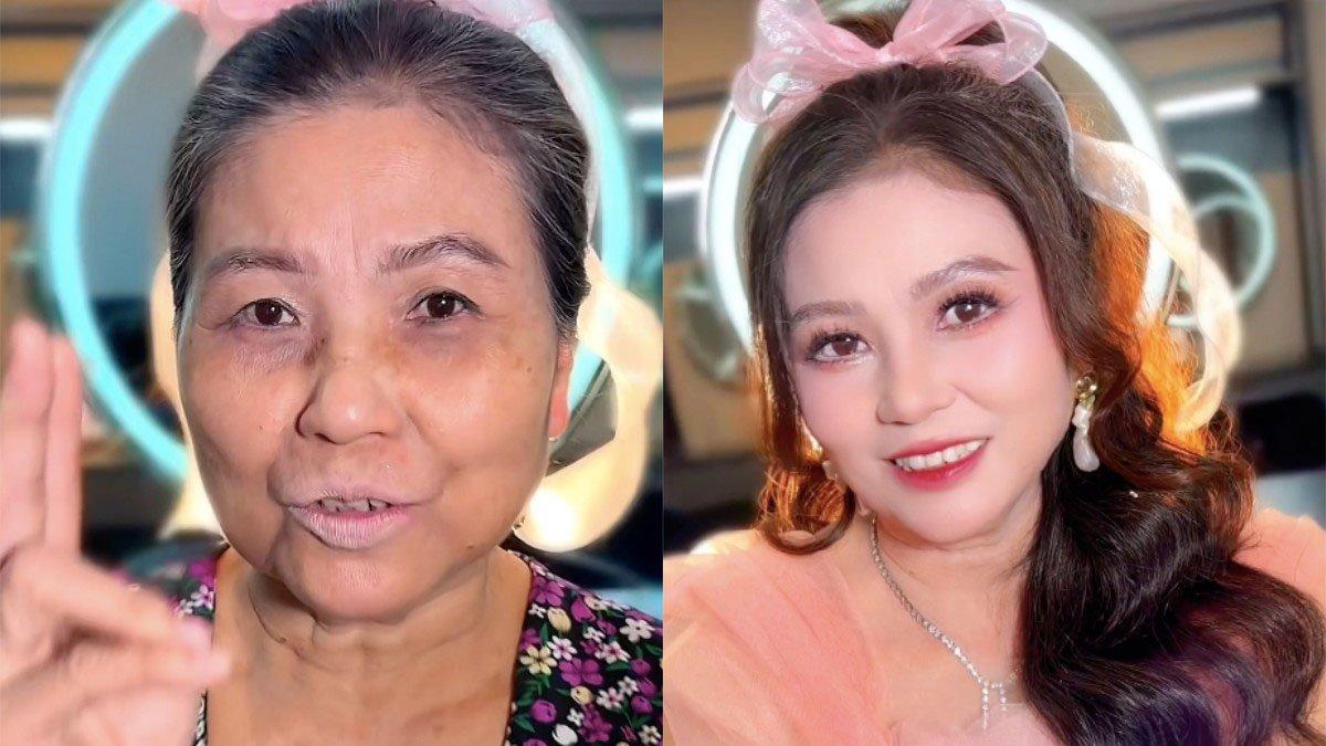 Seorang nenek berusia 65 tahun mengejutkan publik, wajahnya seketika berubah seperti gadis masih remaja setelah dimakeup