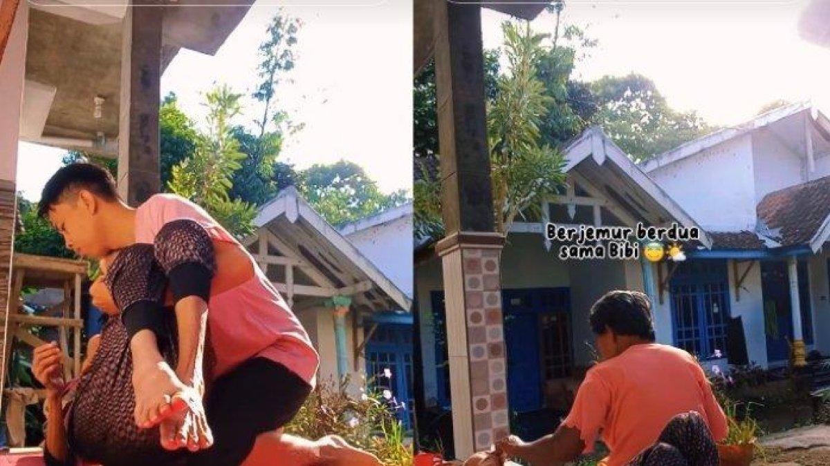 Seorang pemuda di Banyuwangi, Jawa Timur merawat dua lansia. Hal ini pun viral di TikTok
