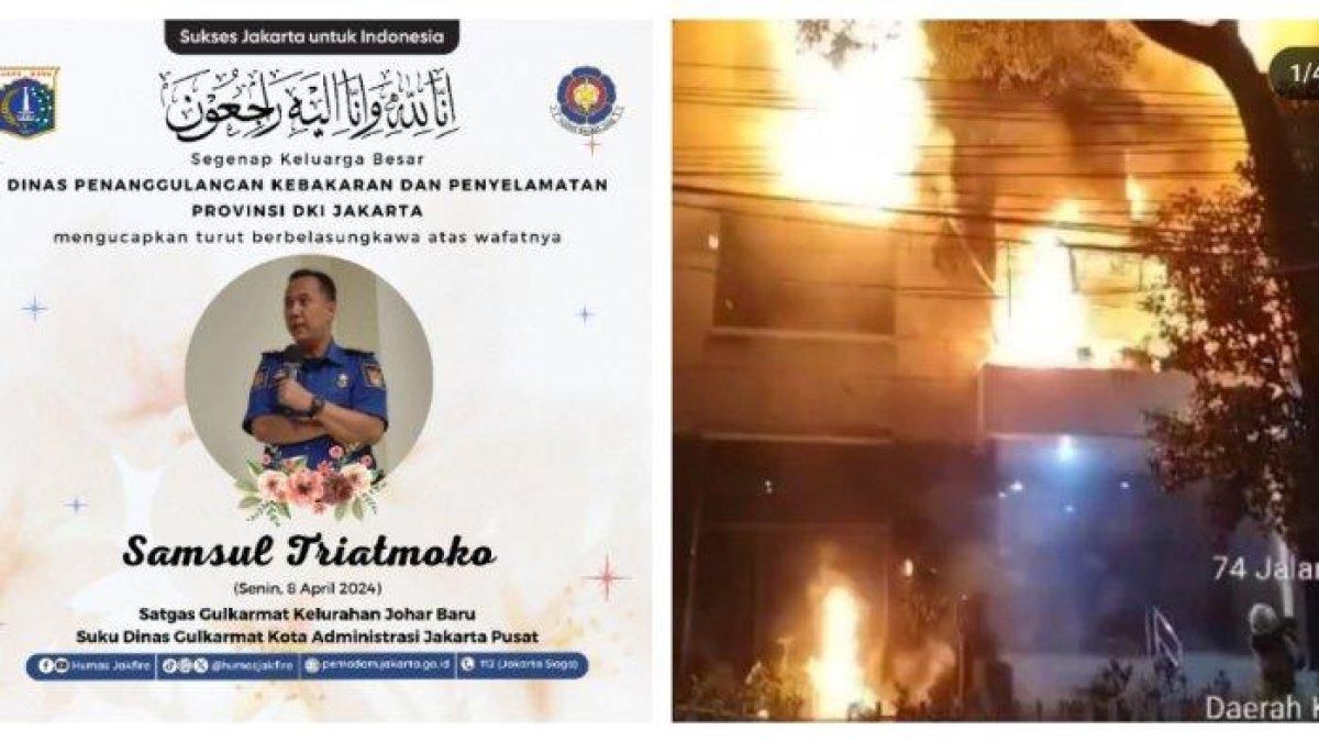 Seorang petugas damkar Johar Baru, Samsul Triatmoko gugur dalam tugas saat berupay