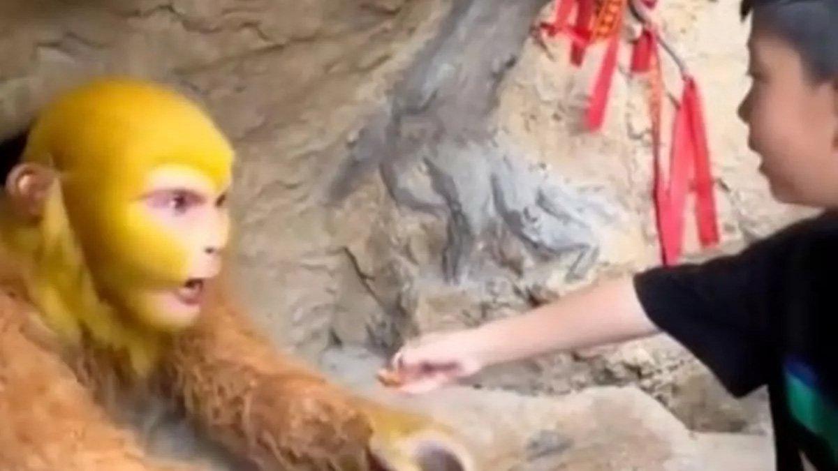 Seorang pria di China dipekerjakan untuk menjadi Sun Go Kong.