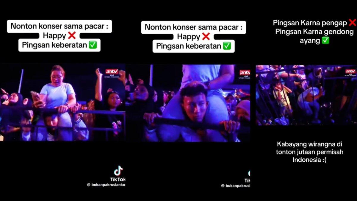 Seorang pria pingsan gegara gendong pacar ketika nonton konser