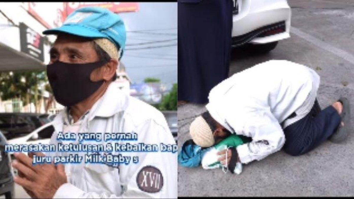 Seorang tukang parkir di Makassar tidak menyangka mendapatkan rezeki umrah gratis.