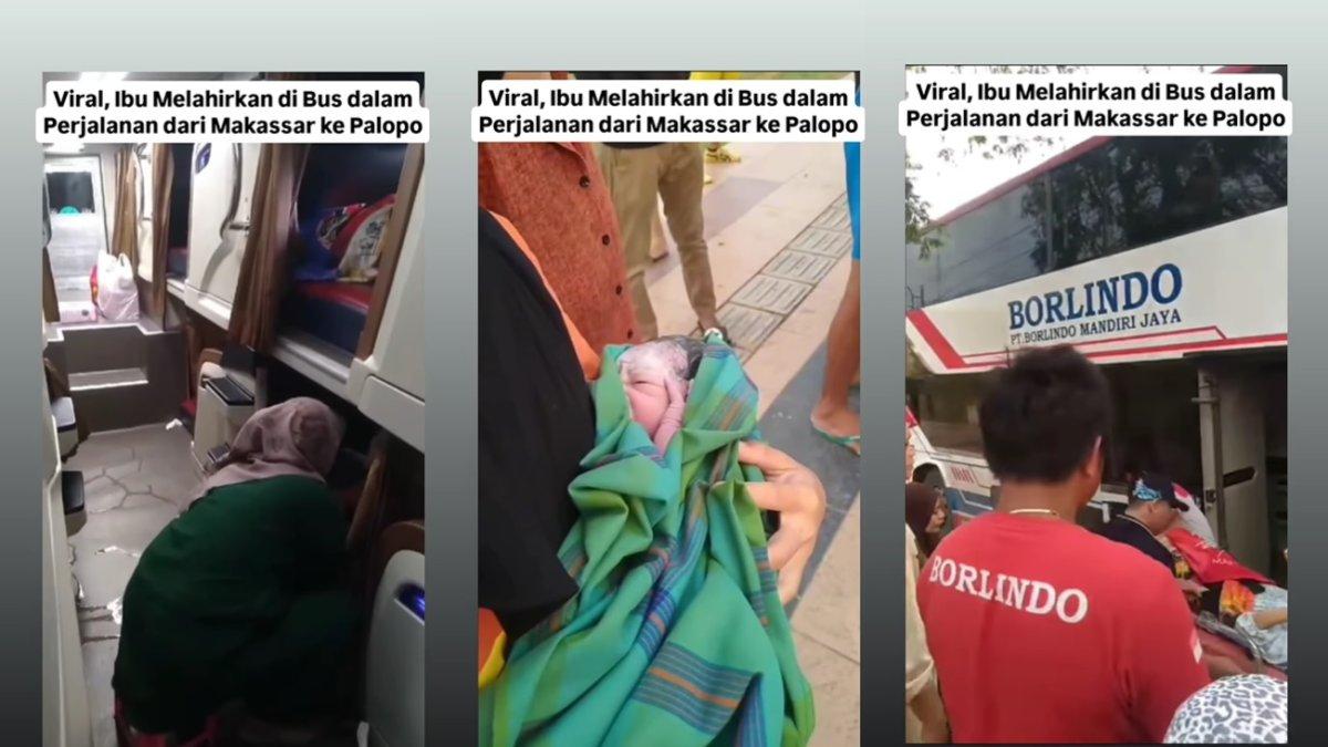 Seorang wanita melahirkan di dalam sleeper bus Borlindo rute Makassar-Palopo Sulawesi Selatan