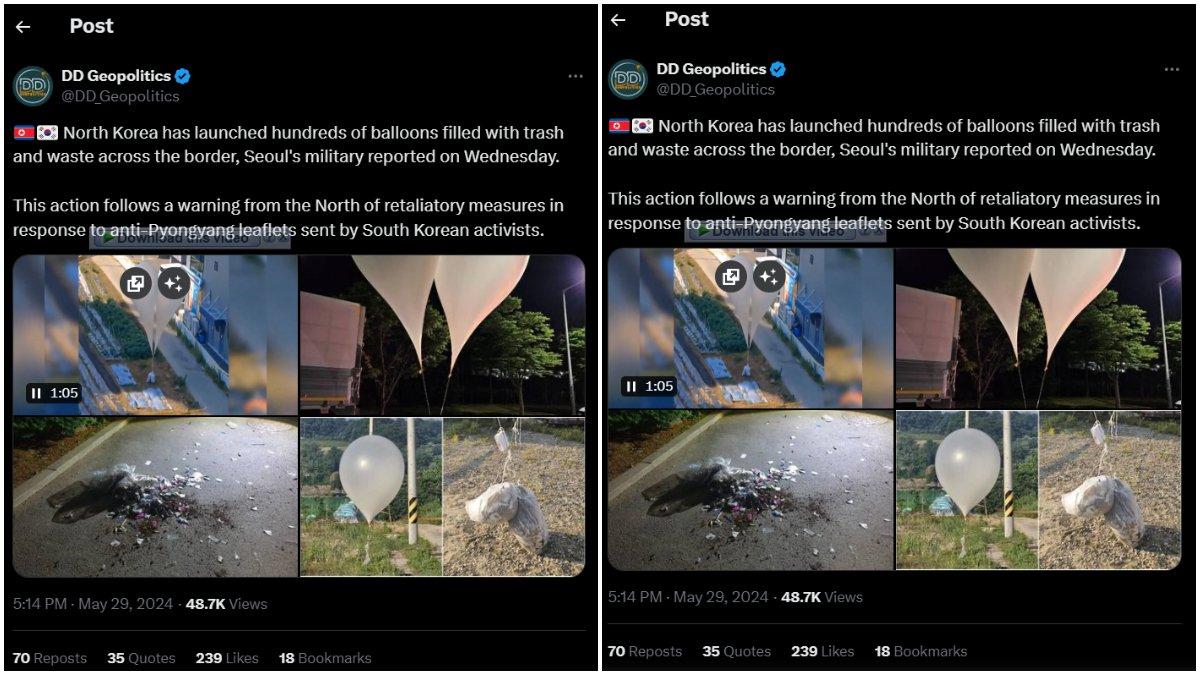 Serangan balasan dalam bentuk balon udara berisi sampah dan kotoran manusia Korea Utara terhadap kiriman propaganda anti Kim Jong-un di Korea Selatan.
