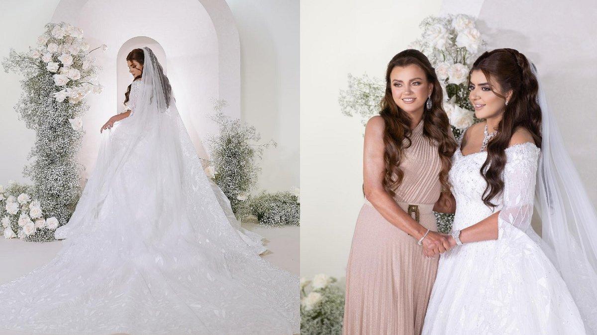 Sheikha Mahra memakai gaun pernikahan