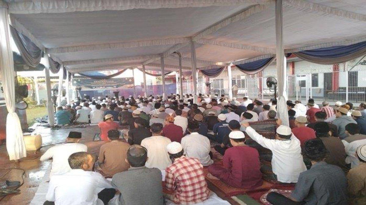 Sholat Idul Fitri yang digelar di Rutan Pakjo Klas I Palembang