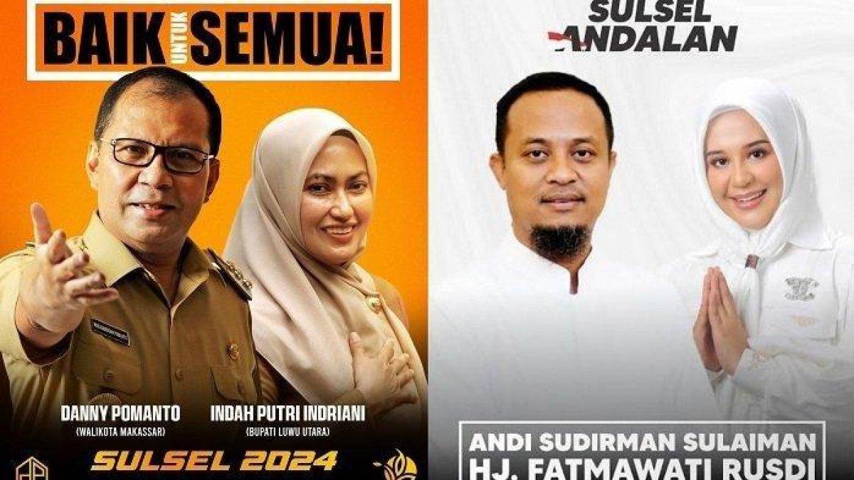 Simulasi paslon Pilgub Sulsel Danny-Indah vs Andi Sudirman-Fatma