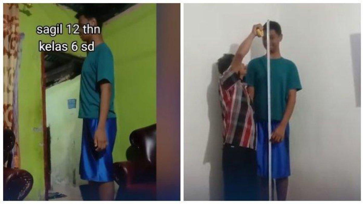 Siswa Sekolah Dasar (SD) di Kerinci, Provinsi Jambi, bernama Sagil memiliki tinggi 2 meter