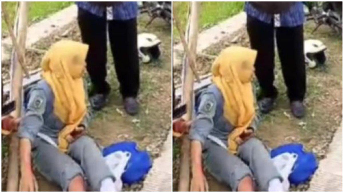 Siswi SMK histeris di pinggir jalan melihat temannya tewas