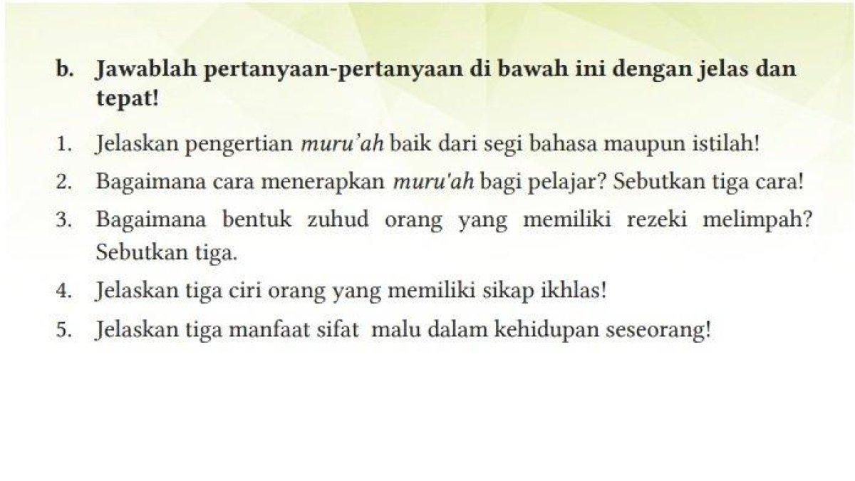 ILUSTRASI KUNCI JAWABAN : Soal PAI kelas 11 SMA halaman 232.